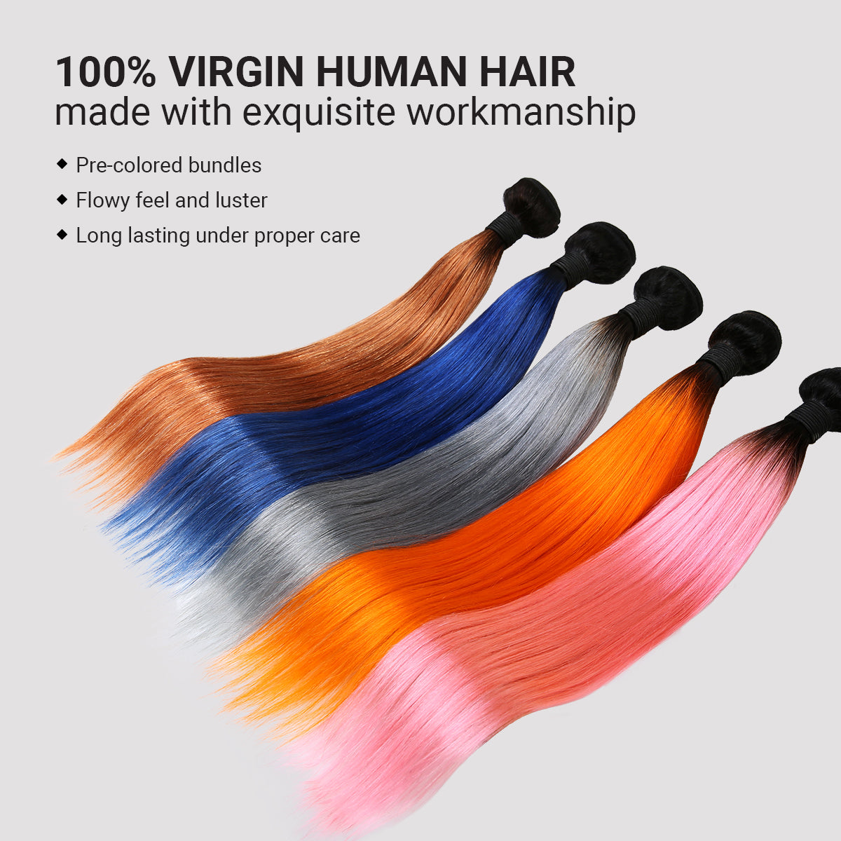 Uniq Hair 100% Virgin Human Hair Brazilian Bundle Hair Weave 9A Straight #OTORANGE 3Pcs Find Your New Look Today!