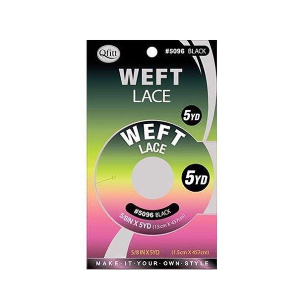 Qfitt Make Your Own Wig Weft Lace 5/8" x 5 yd (1.5 cm x 457 cm) #5096 Black,Pack of 6