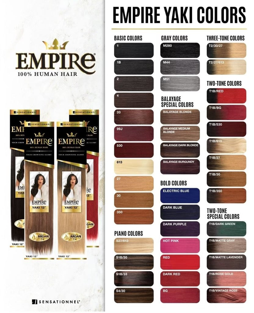 SENSATIONNEL EMPIRE 100% HUMAN HAIR - YAKI WEAVE 8"-18" (27, 30, 33, 99J, 530, 350, BG)