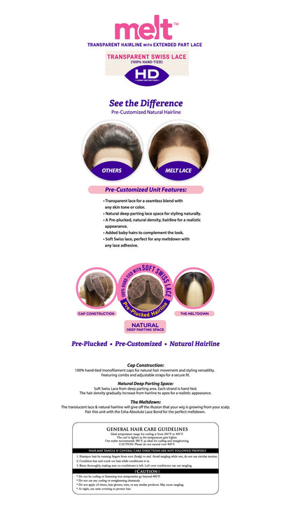 Janet MELT HD PART LACE RAVEN WIG PREMIUM SYNTHETIC HAIR